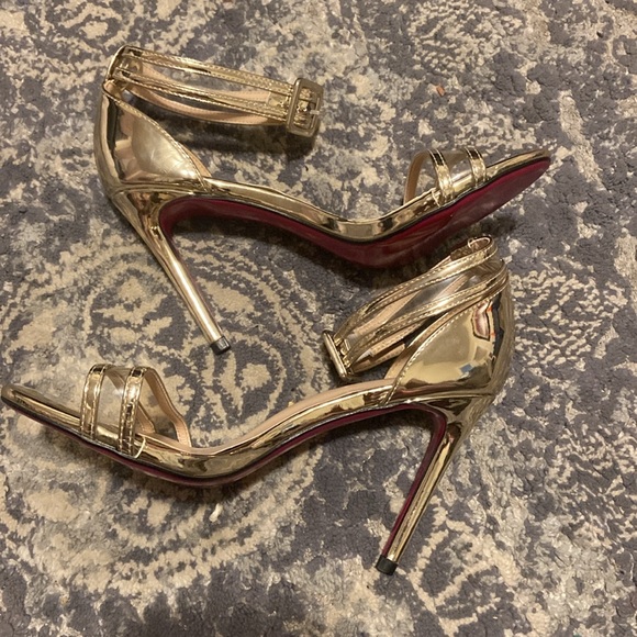 Colour Cherie Gold And Clear Women's Stiletto Heeled Sandals Size 37 - Picture 3 of 8